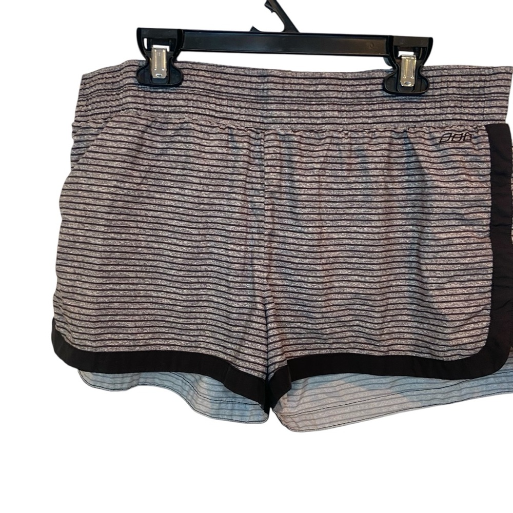 Lorna Jane Inner Lined Running Shorts Women's S Zip Pocket Striped Activewear